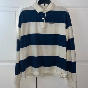 Dickies long sleeve cropped tee, white and blue striped.